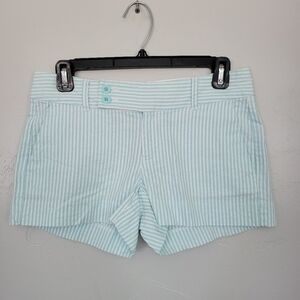 Banana Republic 0 Ryan Fit Light Blue & White Stripes Shorts Seersucker 2 Button